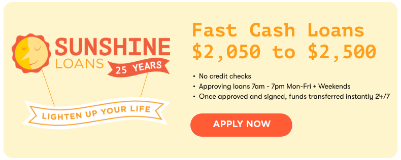 SunshineLoans - Fast Cash Loans $2,050 to $2,500